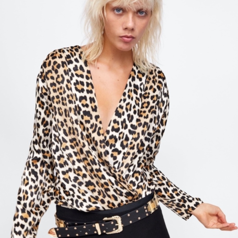 NEW Zara leopard blouse bodysuit